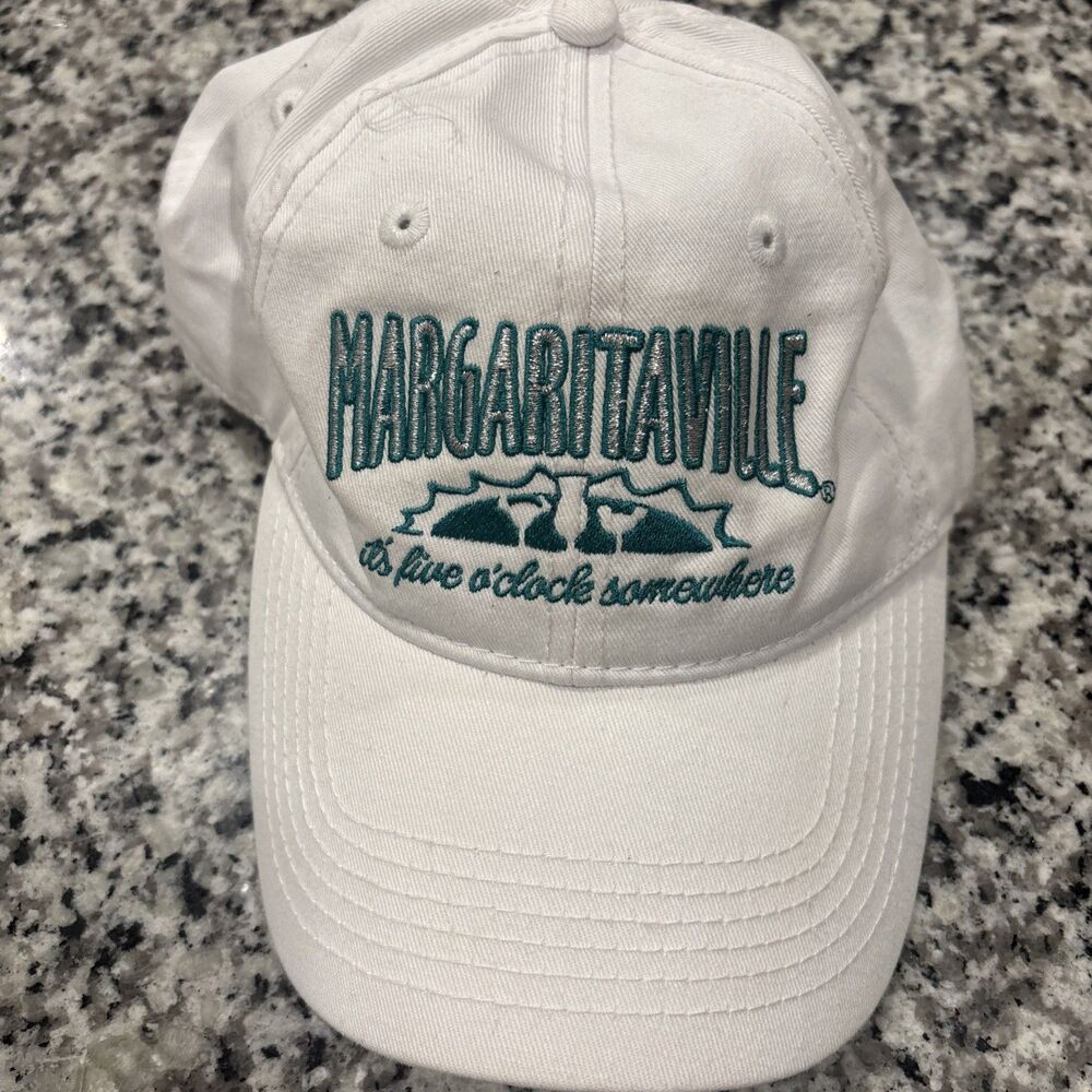 White All Embroidered Margaritaville Strapback Dad Hat